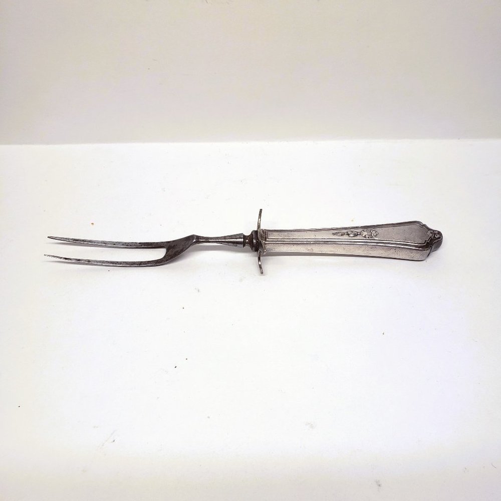 Gorham Shelburne Fork Meat Carving Silver Plate Carbon Steel Antique Vtg 8.5"